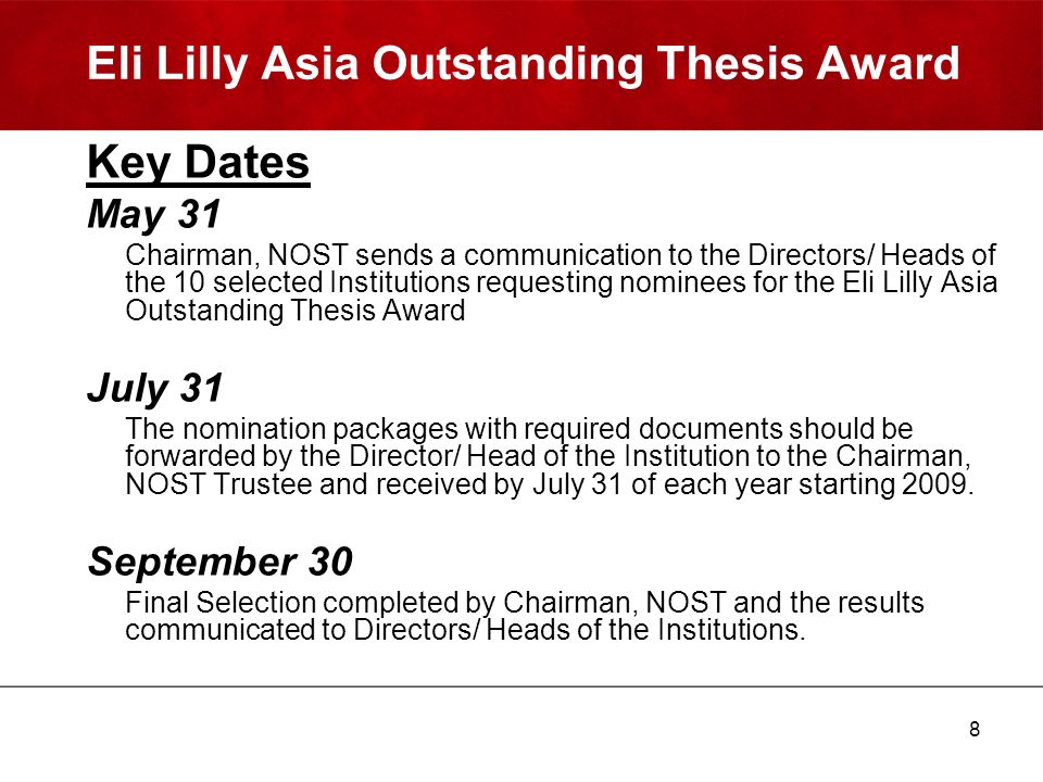 Eli lilly award outstanding thesis